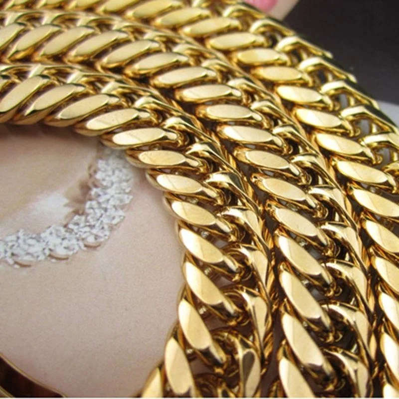 Silný těžký náhrdelník z plného zlata s plnou pánskou náhrdelníkem s řetízkem dárek 24 "dlouhý