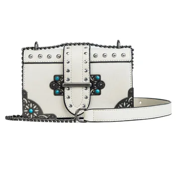 

DIQQID Crossbody Bags for Women Messenger Bags 2019 Vintage Leather Chains Bags Handbags Women Famous Brand Rivet Shoulder sac