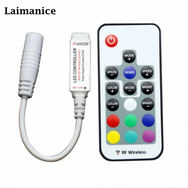

Laimanice Led Controller 17 Keys LED RF RGB Controler LED Lights Controller RF Remote Dimmer DC 5V For RGB LED Strip
