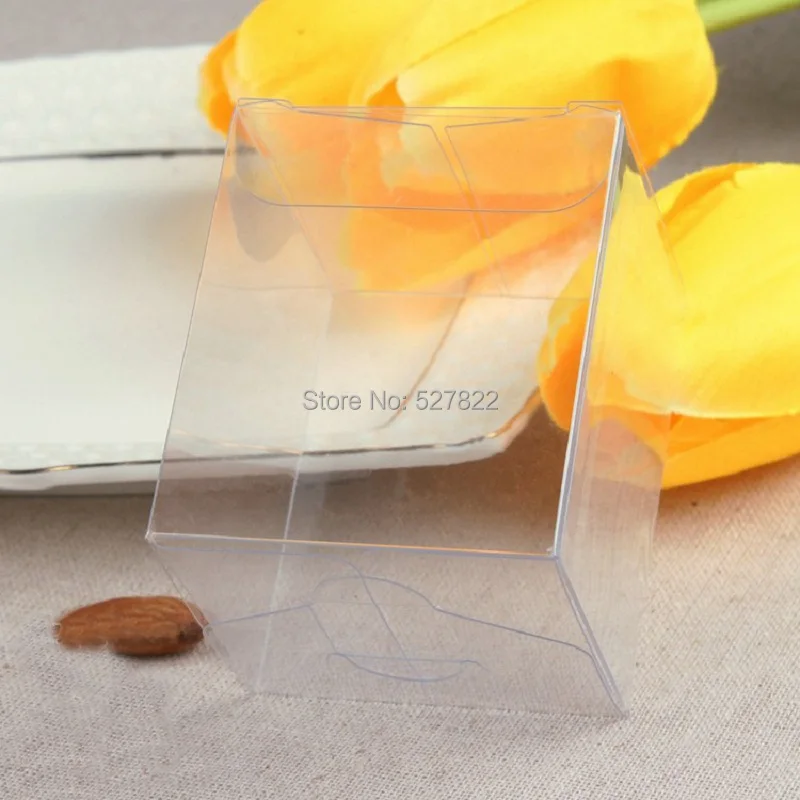 100pcs 5x5x6CM Clear PVC Transparent Cupcake Boxes Wedding Party Gift Box And Packaging