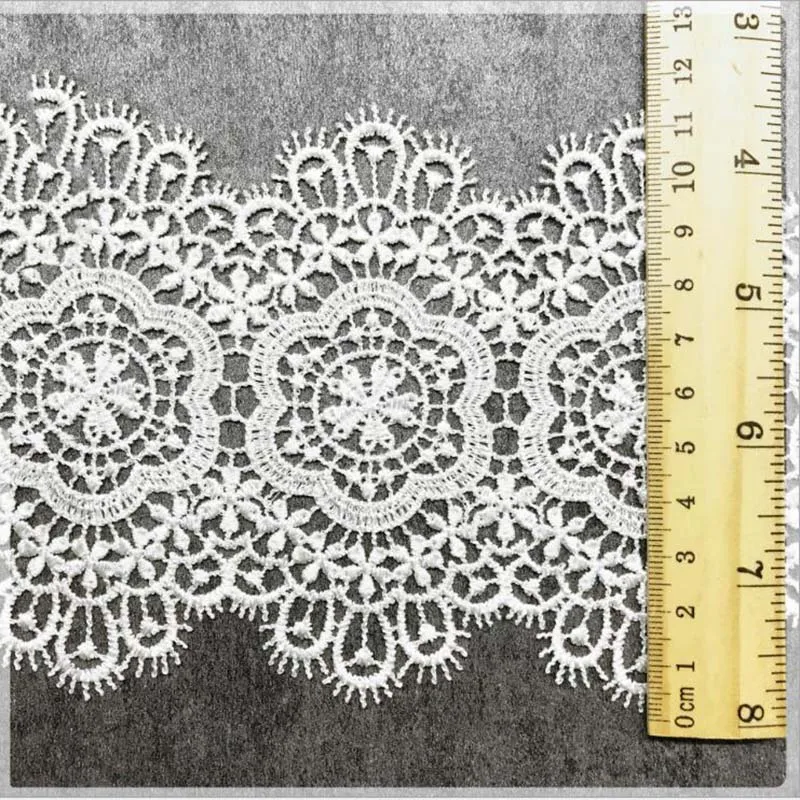 GXINUG 1 yard 11.5cm Water Soluble Flower Lace Edge Eyelash Trim Ribbon Dress Applique Embroidered DIY Sewing Craft