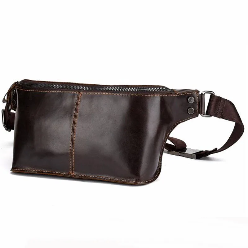 

High Quality Vintage Oil Wax Cowhide Men Belt Fanny Pack Crossbody Sling Bags Vintage Casual Hip Bum Chest Waist Bag