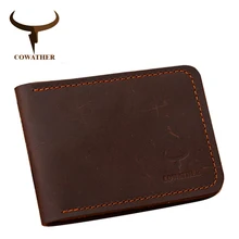 COWATHER кожа коровы мужчины водительские права держателей Карт Crzay лошадь кожа твердые мужские кошельки мужской carteira 115