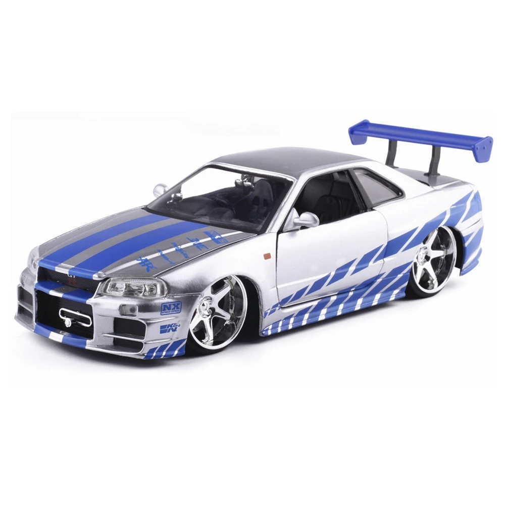 1:24 Scale Fast& Furious Alloy 2002 Nissan Skyline GTR R34 Toy Cars Diecast Model Kids Toys Collection Gifts For Kids