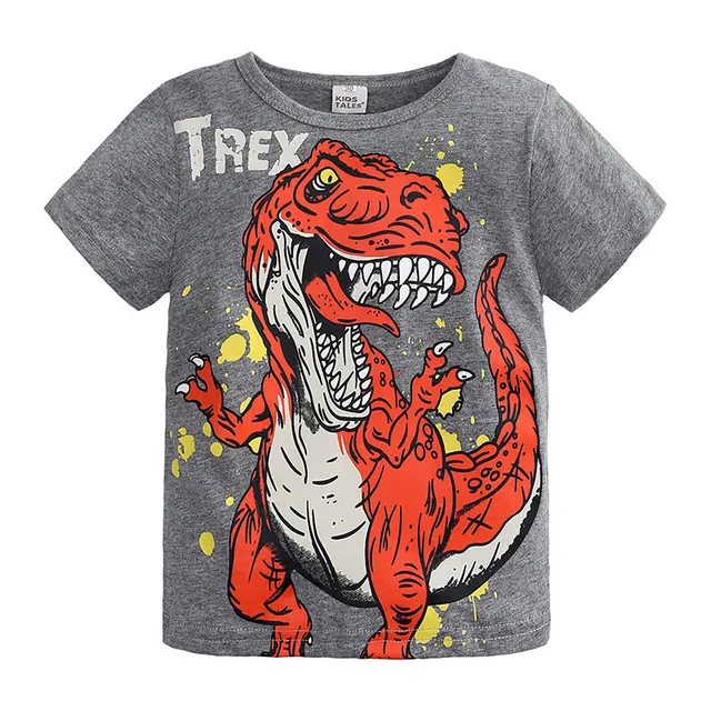 Boy T Shirts Long Sleeve For Children Baby Casual Cartoon Dinosaur Brand Fashion Kids Tops & Tees 7911-gray