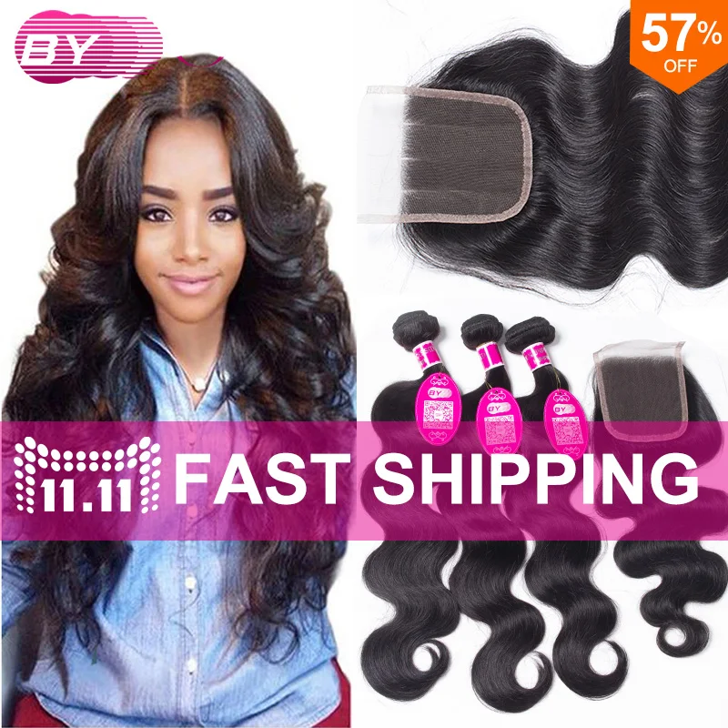 Brazilian Body Wave Closure With Bundles Rosa Hair Products 8a Unprocessed Human Hair With Closure 3/4 Bundles Brazilian Hair
