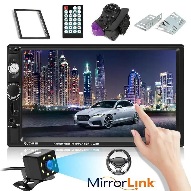 7023B Bluetooth стерео 7 дюймовый USB AUX радио головное устройство с рамкой +