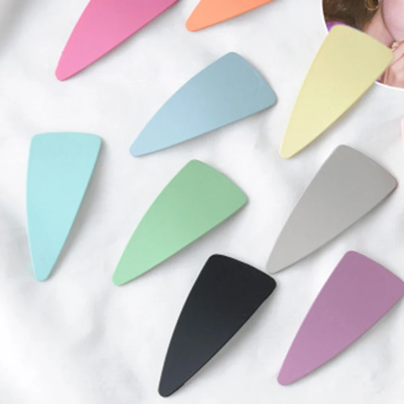 Fashion Korean Candy Color Geometrical Hair Clips Women Dull Polish Allergy Free Girls Triangle BB Hair Clip 1PC