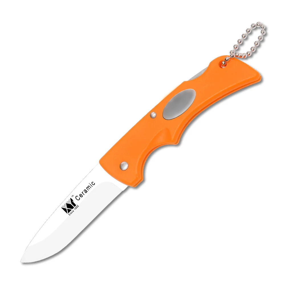 XYJ Brand Orange Ceramic Knife Sharp Pocket Folding Kitchen Knife