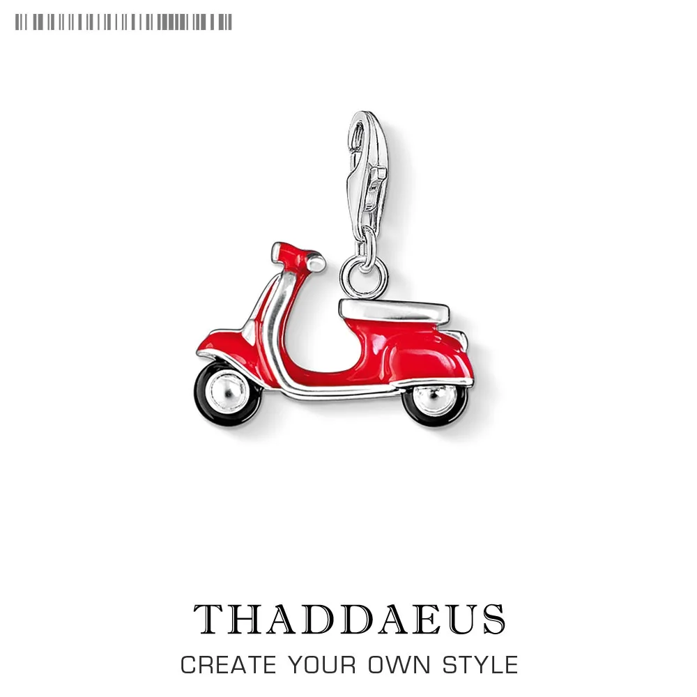 

Mini Red Motorcycle Scooter Car Moto Charm Pendant Accessories Retro Women Men Styling 925 Sterling Silver Gift Fit Bag Bracelet