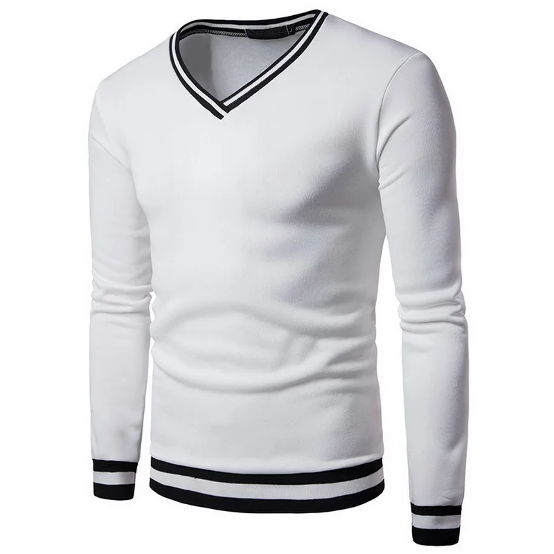 SHUJIN осенний Повседневный однотонный тонкий свободный свитер мужской спортивный костюм с длинным рукавом Мужская спортивная одежда 77 цветов TS - Цвет: White
