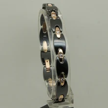 Элегантный стальной браслет с покрытием из розового золота и cz камнем, устойчивый к царапинам, черный магнитный керамический браслет