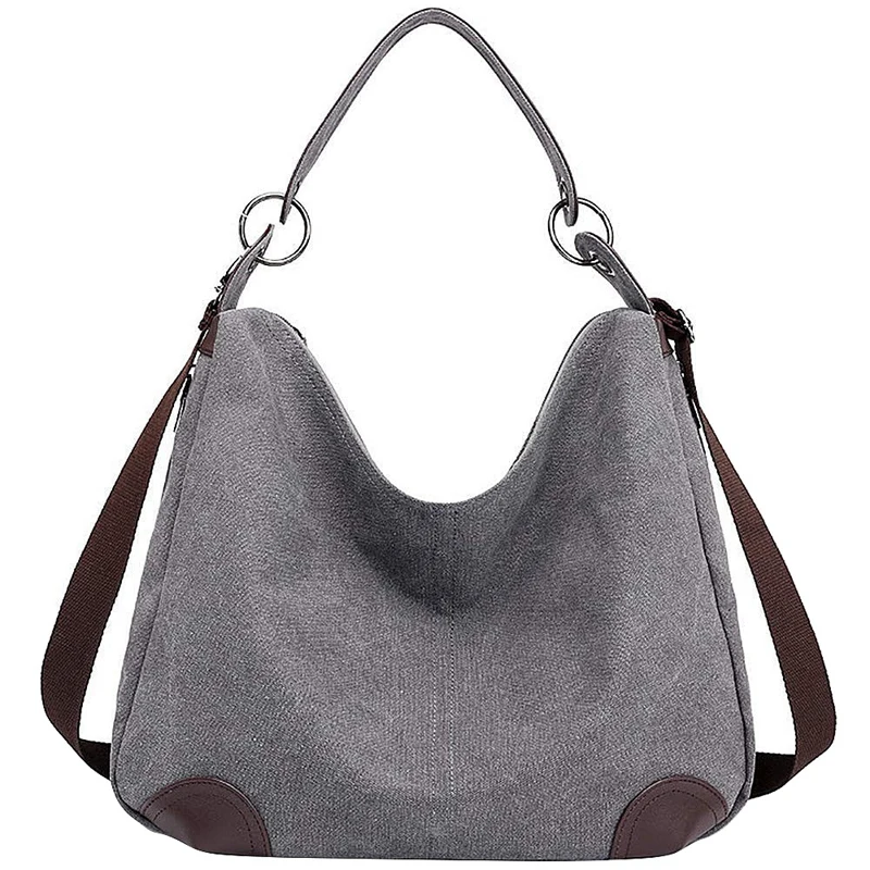 

Canvas Handbag Casual Shoulder Bags Purse Top Handle Handbags Crossbody Bags For Women (Gray)