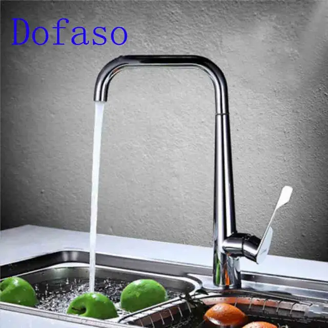 Best Offers Dofaso sink kitchen faucet mixer hot and cold water faucets with 360 rotate polished mirror surface kitchen tap