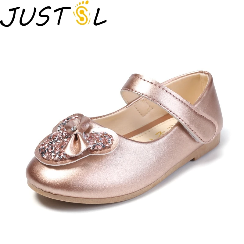 

JUSTSL 2018 autumn the bow girl non-slip thin shoes children's lovely princess sandals kids fashion shoes size 25-31