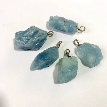 

High quality Natural Aquamarin e Raw Gem Pendant irregular Rough Aqua marine Gem sotne Pendant 25mm+ 1pcs