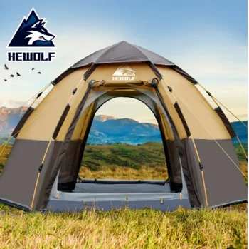 

Hewolf New Outdoor 3-4 Person Automatic Family Hiking Tent Huge Self Driving Tent Beach Tent Thickened Rainproof Camping Tent