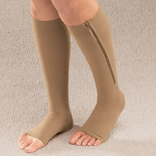 

Women Zipper Compression Socks Zip Leg Support Knee Sox Open Toe Sock S/M/XL Hot Sale