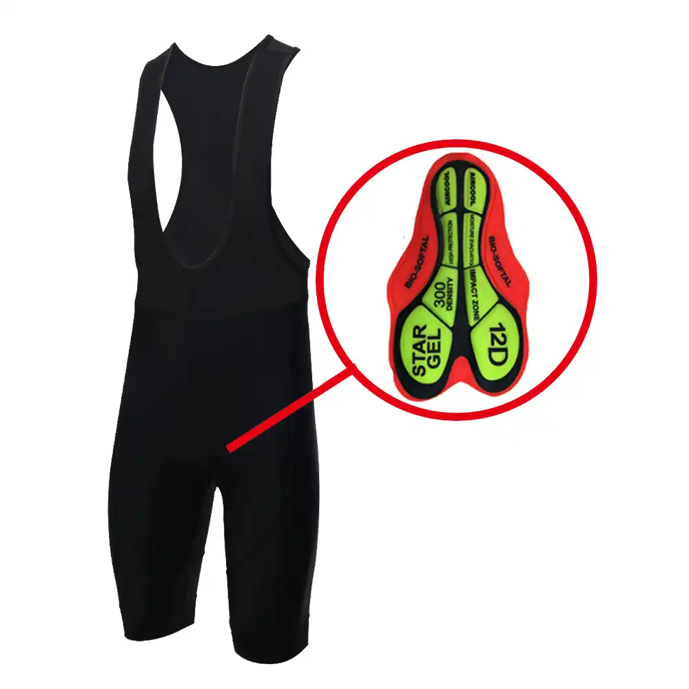 Culotte corto con tirantes de ciclismo para hombre con acolchado de gel 9D