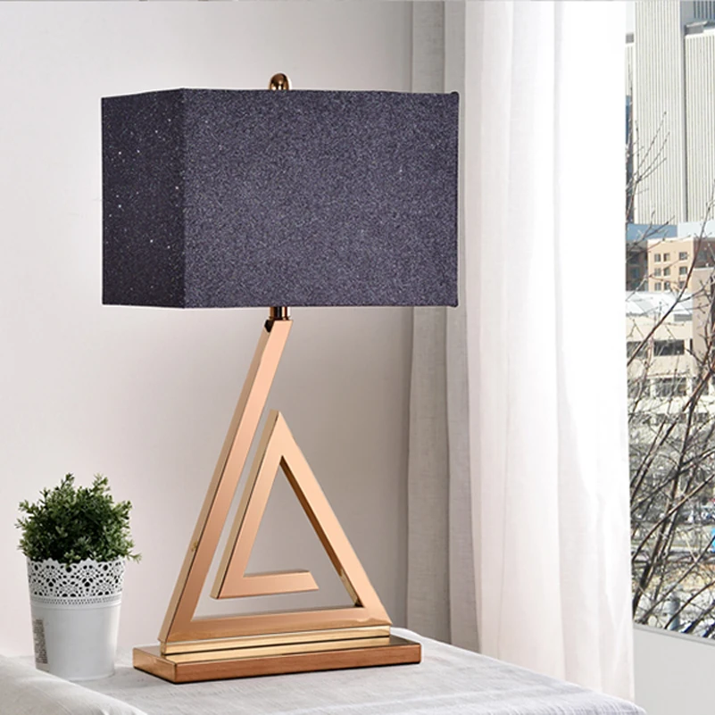 

led e27 Nordic Stainless Steel Fabric Triangle LED Lamp.LED Light.Table Light.Table Lamp.Desk Lamp.LED Desk Lamp For Bedroom