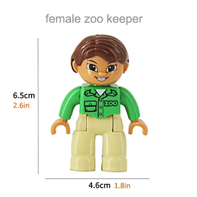 Строительные блоки большого размера персонаж семейный рабочий полицейский фигурки совместим с Duplo кирпичи образовательные игрушки для детей - Цвет: female zoo keeper