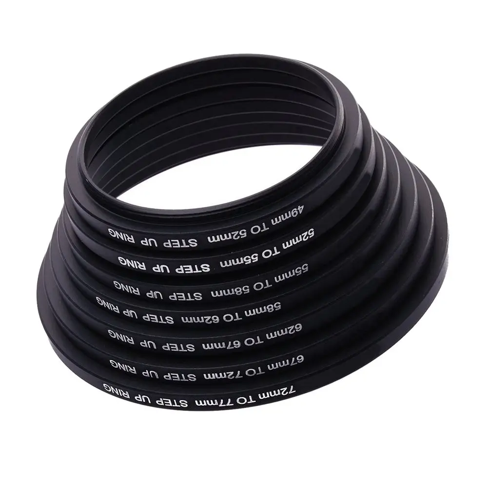 49mm 52mm 55mm 58mm 62mm 67mm 72mm 77mm Metal Camera Lens Filter Stepping Step up Rings Lens Hood Adapter Mount Set 49mm 52mm 55mm 58mm 62mm 67mm 72mm 77mm Metal Camera Lens Filter Stepping Step up Rings Lens Hood Adapter Mount Set