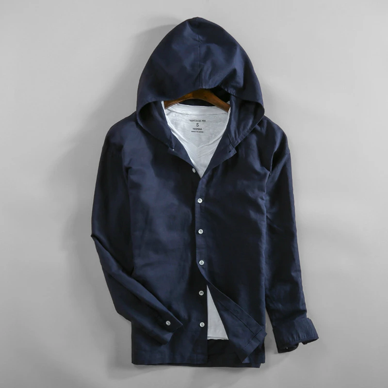 2019 New Linen Jacket Men Thin Leisure Jacket Hooded Shirt Men Jackets Casual Streetwear Breath Mens jacket Nature linen Shirts