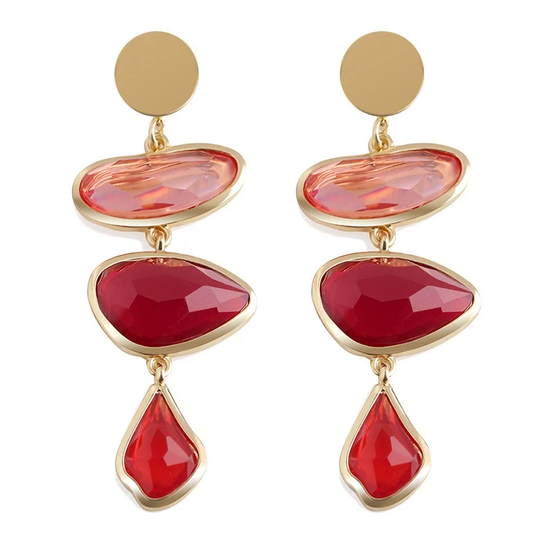 

Resin Crystal Party Stud Earrings For Women Personalized Multicolor Water Deop Women Earrings Creative Boho Women Jewelry