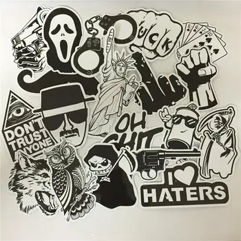 

60 PCS Black and white Stickers Cool Sticker on Car Laptop Motorcycle Bicycle Electric Scooter Guitar Luggage Suitcase Sticker
