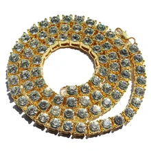 

Men's gold color necklace 1 row rhinestone necklace hip-hop