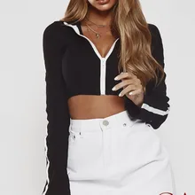 Новинка, сексуальный женский топ для йоги, ребристая горловина на молнии, топ, свитер с длинными рукавами, однотонный наряд, спортивные топы, рубашки для йоги