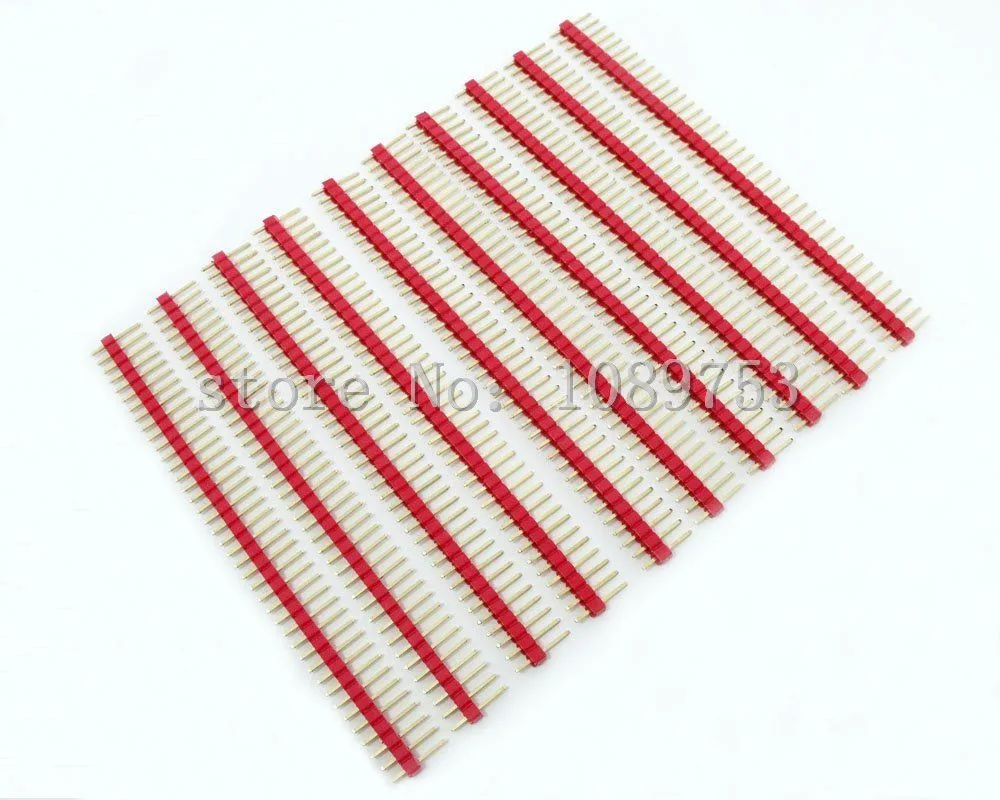 

100pcs 2.54mm 1x40Pin Red Single Row Straight Male Pin Header Gold-plated High quality
