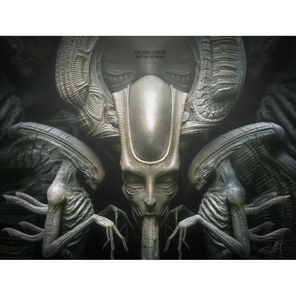 

J0272- God Hr Giger Li II Aliens Religion Vintage Pop 14x21 24x36 Inches Silk Art Poster Top Fabric Print Home Wall Decor