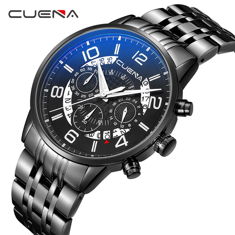 

CUENA Watches Top Brand Luxury Full Steel Sport Watch Men Watch Waterproof Military Men's Watch Clock saat Relogio Masculino