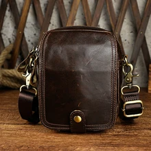 Мужская винтажная поясная сумка из натуральной кожи, сумки для путешествий, мужской кошелек на ремне, маленькая сумка через плечо, сумки-мессенджеры