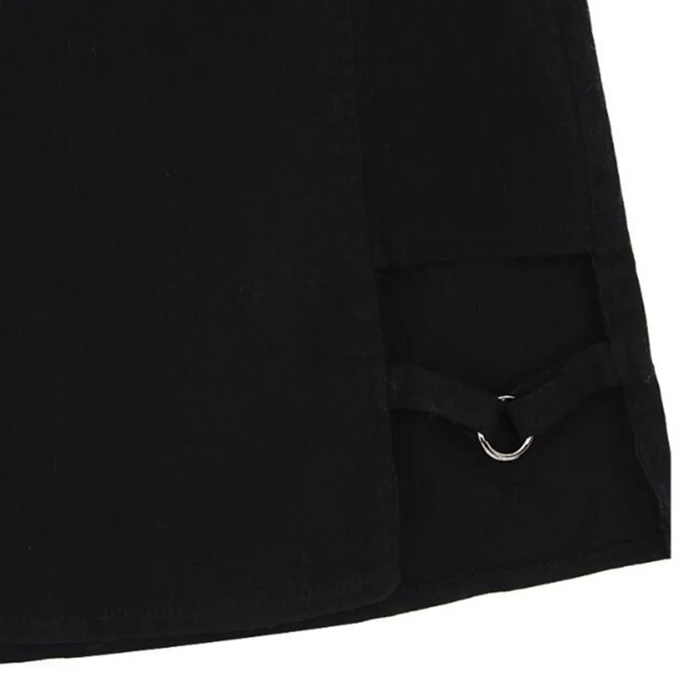 Сексуальная Женская Асимметричная юбка с высокой талией, Готическая панк танцевальная клубная одежда, короткая мини облегающая юбка черного цвета, 200-873