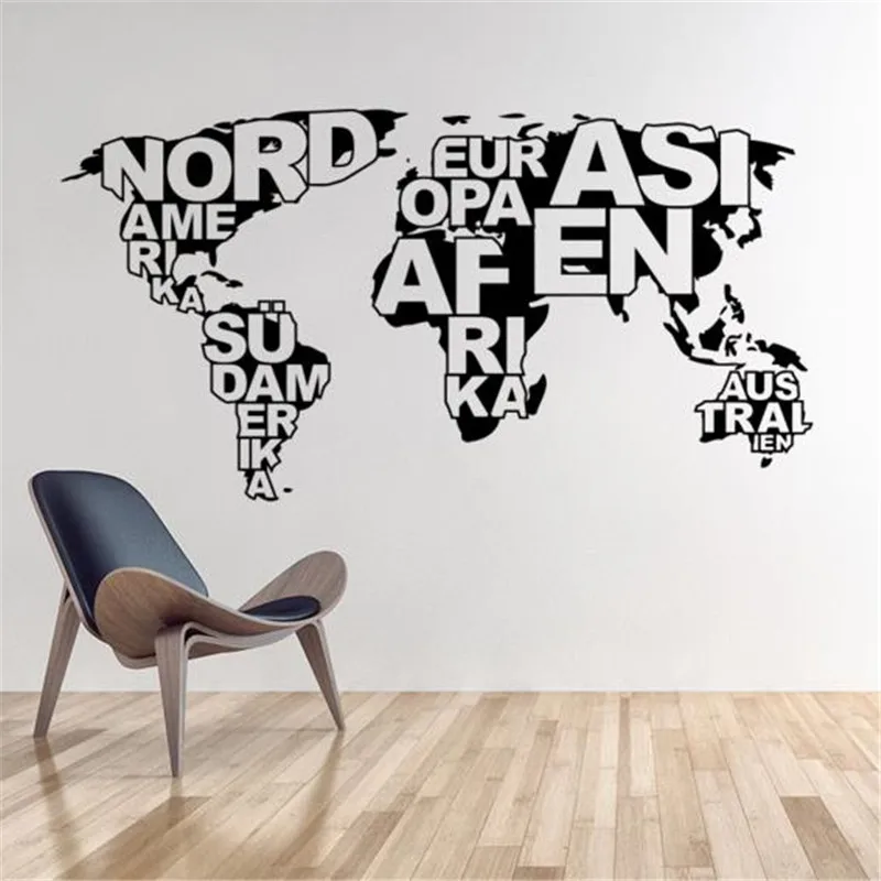 Art design World map vinyl wall sticker home decoration map wall decals