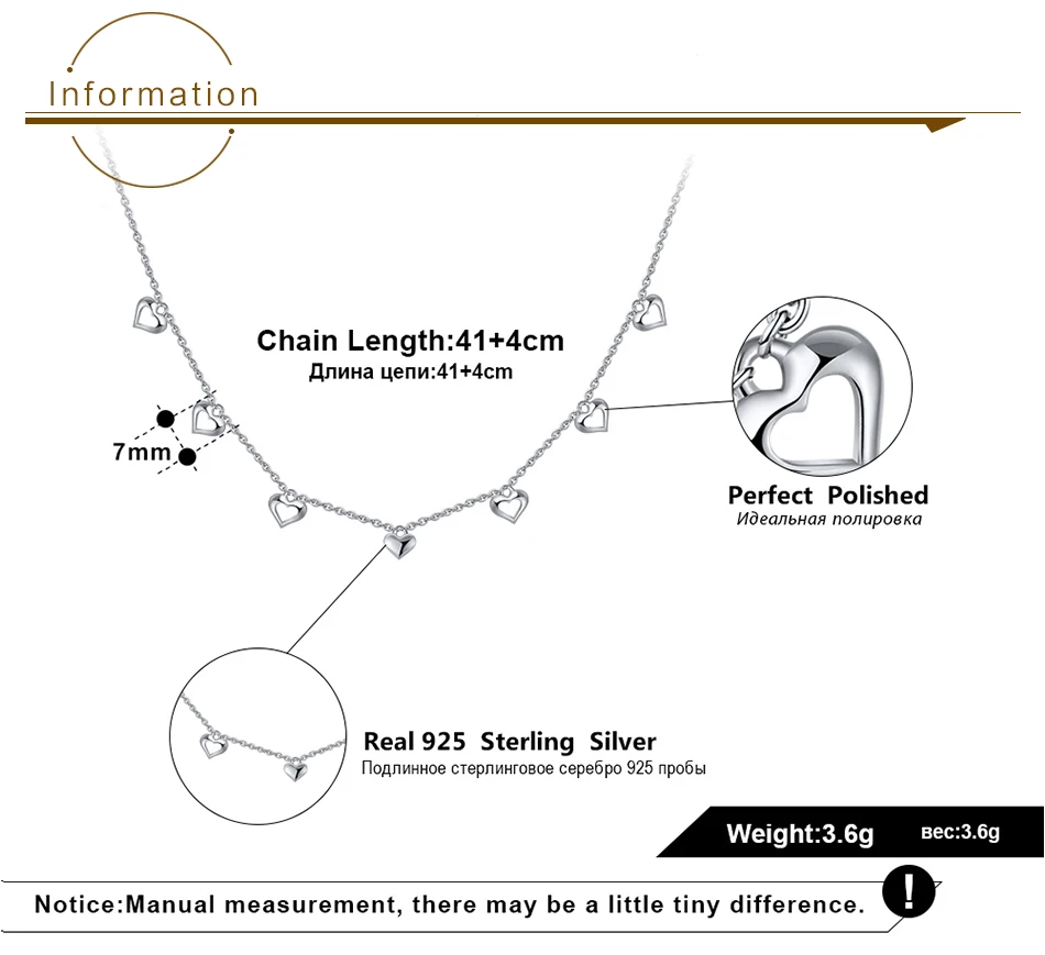 ORSA JEWELS 925 пробы Серебряное ожерелье с подвеской s для женщин в форме сердца серебряные Чокеры ожерелье для свадебной девушки ювелирные изделия подарок OSN120