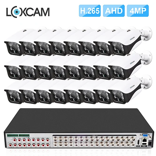 LOXCAM h.265 32CH 4MP DVR комплект CCTV камера безопасности системы 4MP наружная Водонепроницаемая Ночная система видеонаблюдения - Цвет: 24 Cameras