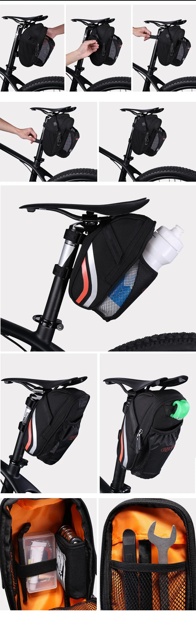 Best Bike Saddle Bag Rainproof Black Nylon Rear Rack Water Bottle Bag For Bicycle Fold  Universal Fietstassen MTB Cycling Accessories 1