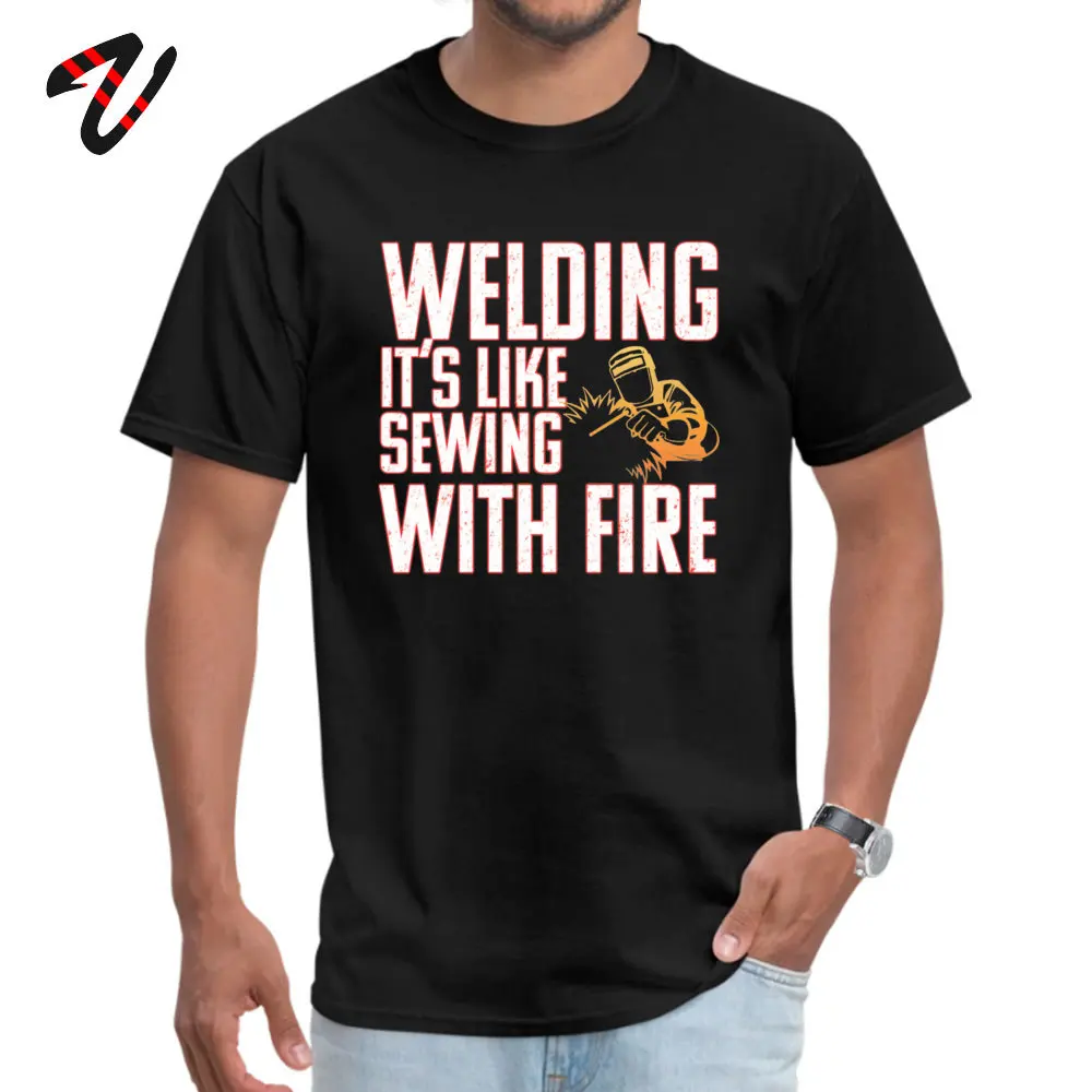 Camisa Design ostern Day Pure Cotton Crew Neck Men Tops Shirt Normal Tee Shirts Graphic Short Sleeve T Shirt Drop Shipping Welder Funny Distressed Design - Welding Its Like Sewing With Fire -10956 black