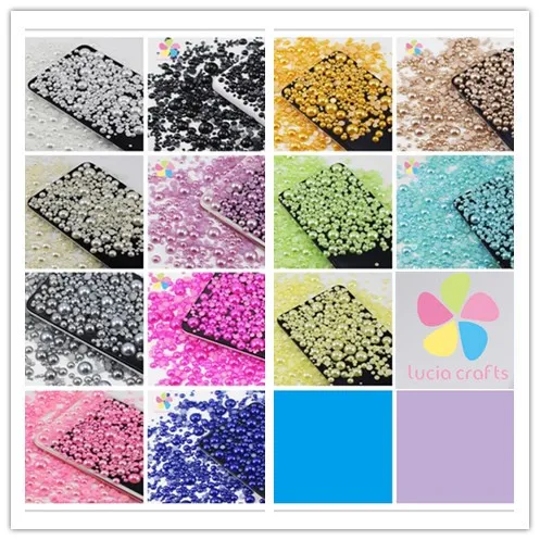 

Lucia crafts 1000pcs 50g Mix 2-10mm ABS Imitation Pearls Half Round Flatback Pearls Resin DIY decoration F0208