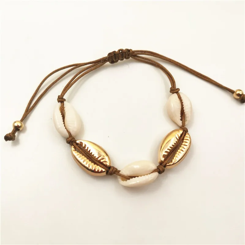 

Bohemia Gold Silver Color Cowrie Shell Bracelet for Women Rope Chain Bead Charm Bracelet 2019 Lady Fashion Beach Jewelry