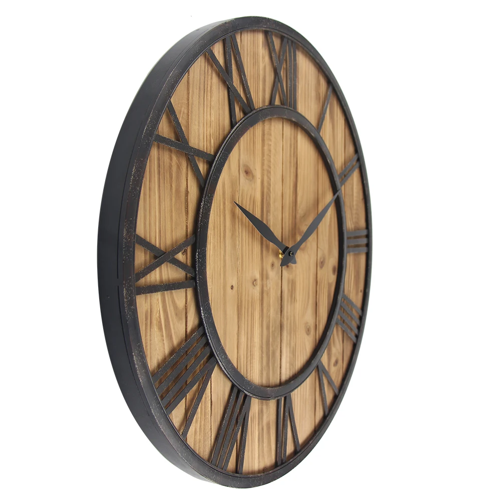 60 см большие настенные часы в винтажном стиле дизайн часы кованные металлические деревянные промышленные железные Ретро часы Saat классические Horloge murale