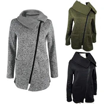 

Fashion Autumn Winter Women Outwear Long Sleeve Diagonal Zipper Pocket Coat Ladies Girls Casual Jacket Plus Size M-4XL H