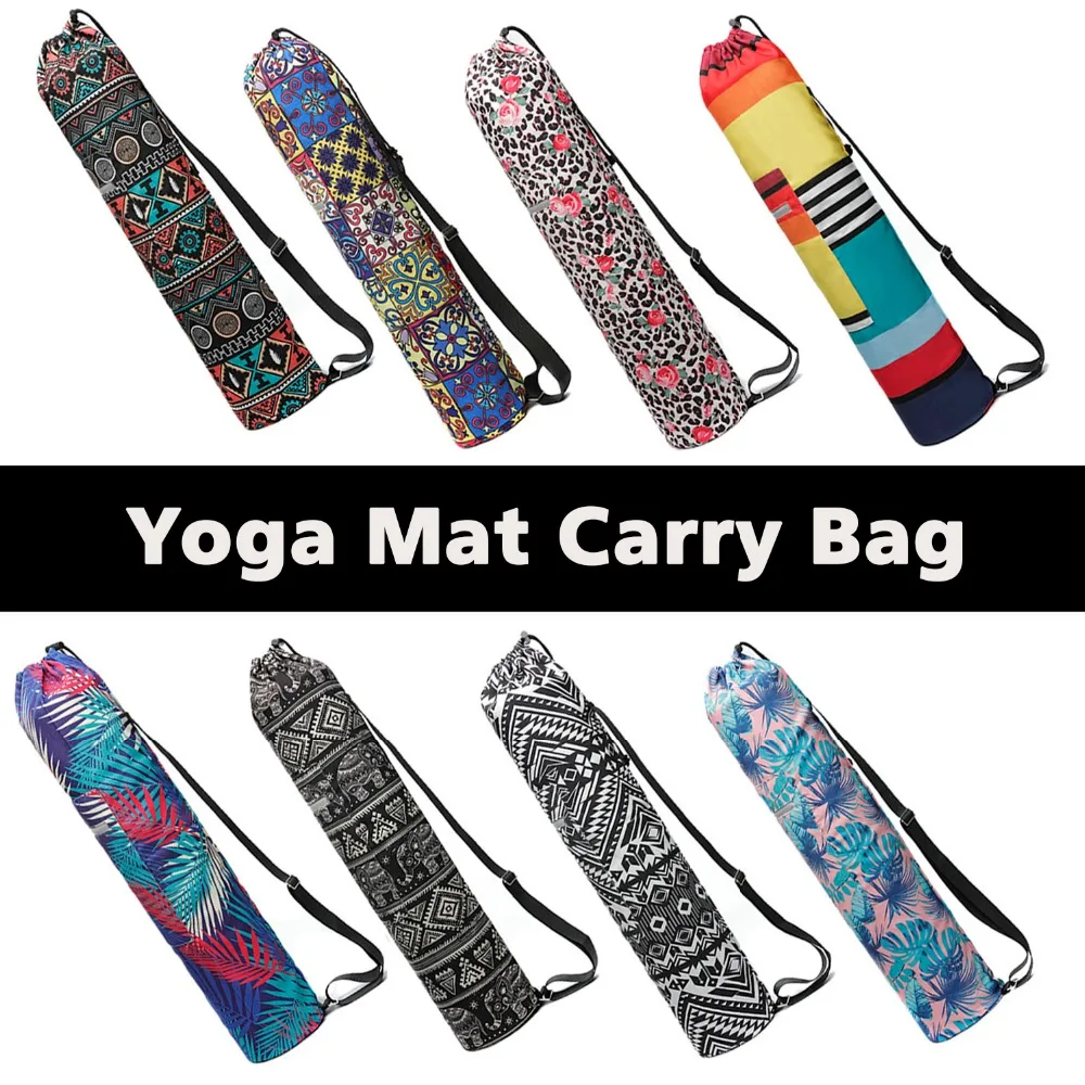 75*16cm Practical Canvas Yoga Pilates Mat Carry Strap Drawstring Bag