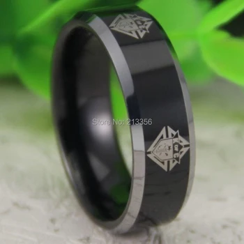 

Free Shipping USA Canada Russia Brazil Hot Sales 8MM Comfort Fit Black Silver Edges Knight of Columbus New Tungsten Wedding Ring