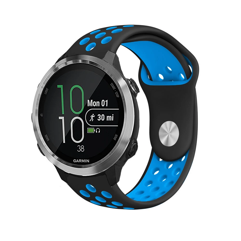 Яркие силиконовые часы ремешок для Garmin Forerunner 645 музыкальные умные часы мягкие Сменные аксессуары браслет 20 мм ремешок - Цвет: black blue