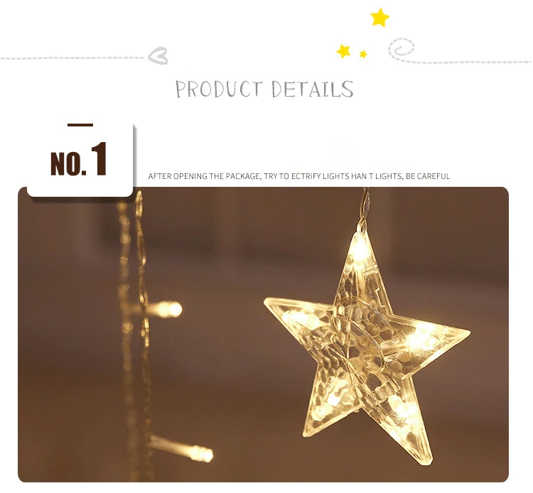 

3.5M Christmas LED Lights AC 220V Romantic Fairy Star LED Curtain String Lighting Strip Holiday Wedding Garland Party Decoration