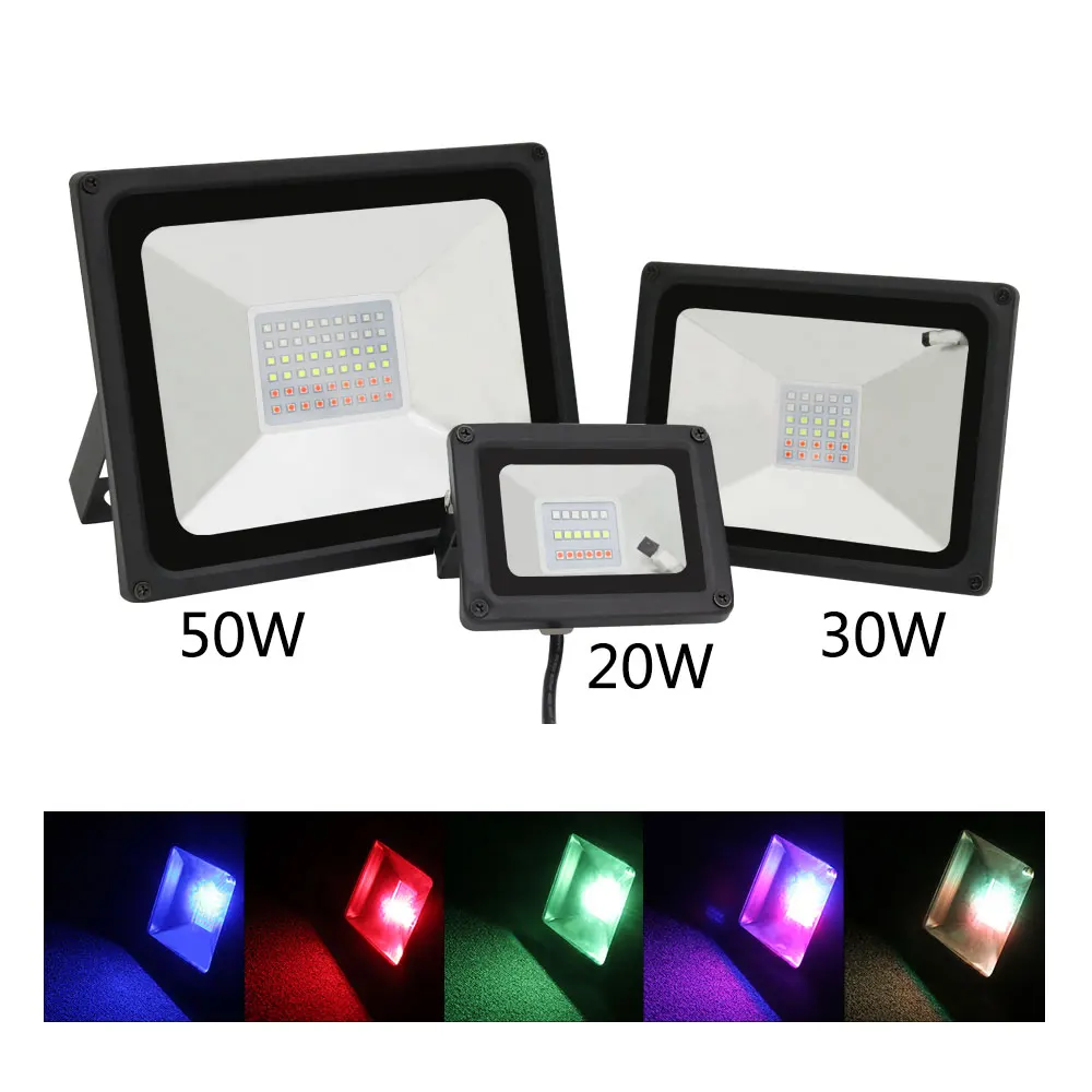 

Outdoor Lighting IP65 Waterproof Pool Lamp20W 30W 50W RGB Remote Control ac176-264V Conducted Flood Light 16 working modes